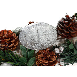 Mendler Arrangement de l'Avent HWC-M12 avec porte-bougies, couronne de l'Avent, décoration de Noël en bois argenté blanc 18x49x13cm ~ sans bougies