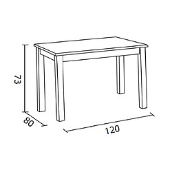 Pegane Table à manger / table repas en pin massif coloris cerisier - Longueur 120 x Profondeur 80 x Hauteur 73 cm pas cher