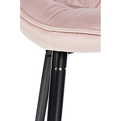 Acheter Decoshop26 Tabouret de bar chaise haute x1 assise effet capitonnée en velours rose et métal noir 10_0004889