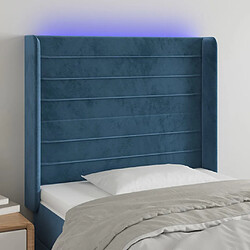 vidaXL Tête de lit à LED Bleu foncé 93x16x118/128 cm Velours