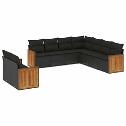 Maison Chic Ensemble Tables et chaises d'extérieur 9 pcs avec coussins,Salon de jardin noir résine tressée -GKD781155