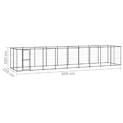 vidaXL Chenil d'extérieur pour chiens Acier 21,78 m² pas cher