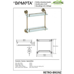 Bemeta - Maison De La Tendance Double étagère, tablette en verre double RETRO en laiton 40x42x12 cm