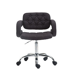 Decoshop26 Chaise de bureau réglable en hauteur pivotante dossier et accoudoir en tissu noir BUR10435