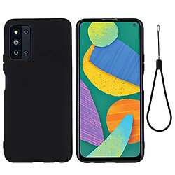 Coque en silicone, antichoc, découpe précise couleur unie avec sangle noir pour votre Samsung Galaxy F52 5G