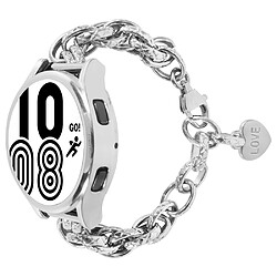 Bracelet en métal avec pendentif coeur, argent pour votre Huawei Watch GT3 42mm/Samsung Galaxy Watch 4/4 Classic 20mm