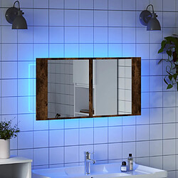 Avis vidaXL Armoire à miroir à LED de bain chêne fumé 90x12x45 cm acrylique