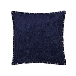 Beliani Coussin MELUR Soie artificielle 45 x 45 cm Unicolore Gaufré Bleu foncé