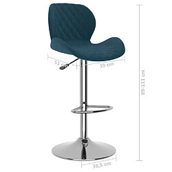 vidaXL Tabourets de bar lot de 2 bleu velours pas cher