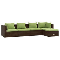 Maison Chic Salon de jardin 5 pcs + coussins - Mobilier/Meubles de jardin - Table et chaises d'extérieur résine tressée marron -MN47567