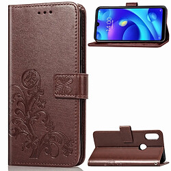 Wewoo Housse Coque Étui en cuir à motif de fleurs pressées Lucky Clover pour Xiaomi Play, avec support et logements pour cartes, portefeuille dragonne (Marron)