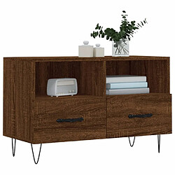 Avis Maison Chic Meuble TV scandinave - Banc TV pour salon Chêne marron 80x36x50 cm Bois d'ingénierie -MN89781