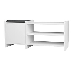 Pegane Etagère à chaussures, meuble à chaussures avec 1 porte coloris blanc - longueur 100 x profondeur 35 x hauteur 44 cm