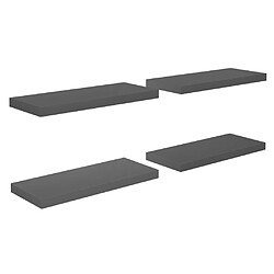 Maison Chic Lot de 4 Étagère murale flottante,Etagère de rangement Gris brillant 60x23,5x3,8 cm MDF -MN43675