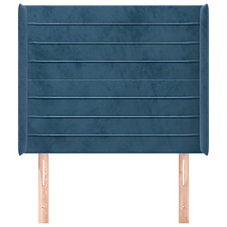 Avis Maison Chic Tête de lit scandinave avec oreilles,meuble de chambre Bleu foncé 83x16x118/128 cm Velours -MN90733