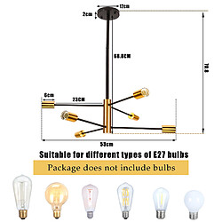 Stoex Lustre Simple À 6 Lumières Plafonnier Moderne Lampe De Plafond Rétro Noir Luminaire Plafonnier Intérieur En Métal Pour Couloir, Chambre À Coucher,E27 pas cher