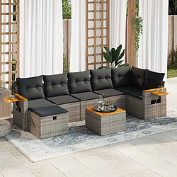 vidaXL Salon de jardin 8 pcs avec coussins gris résine tressée