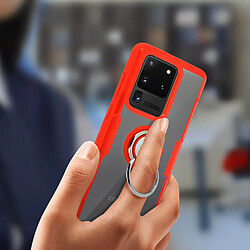 Acheter Avizar Coque Samsung Galaxy S20 Ultra Rigide Bague Support Métallique Trasparent/Rouge