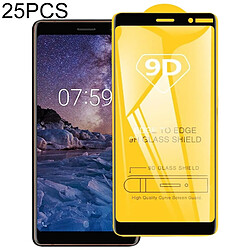 Wewoo Film de verre trempé de plein écran de 25 PCS 9D avec colle pour Nokia 9