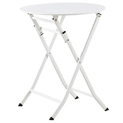 Pegane Ensemble de jardin table ronde + 2 chaises pliantes coloris blanc