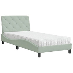 Vidaxl Lit avec matelas gris clair 90x200 cm velours