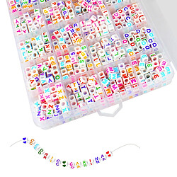 Avizar Kit DIY bijou Perles Carrées Blanches avec Lettres et Nylon Boîte Solide