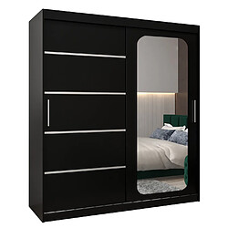 Abiks Meble Armoire PROMO V2 À Portes Coulissantes 200/180/62 2 Portes (Noir/Noir)