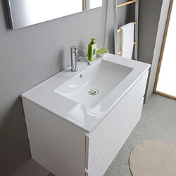 Kiamami Valentina MEUBLE SALLE DE BAIN SUSPENDU 80CM BLANC AVEC LAVABO ET MIROIR | BILBAO