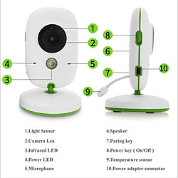 Acheter Wewoo Babyphone vidéo Babycam blanc 2.4 pouces LCD 2.4GHz Surveillance sans fil caméra bébé moniteur, soutien à deux voies Talk Back, vision nocturne