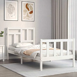 Avis Maison Chic Cadre/structure de lit avec tête de lit pour adulte - Lit Moderne Chambre blanc simple bois massif -MN32437