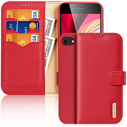 Dux Ducis Etui en cuir véritable hivo flip rouge pour votre Apple iPhone 7/8/SE (2nd Generation)