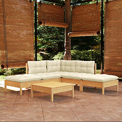 Maison Chic Salon de jardin 6 pcs + coussins - Mobilier/Meubles de jardin - Table et chaises d'extérieur crème Bois de pin -MN64881