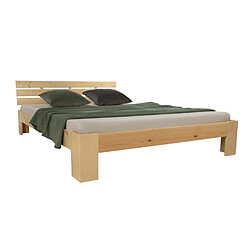 Homestyle4U Lit double en bois futon 180x200 bois naturel