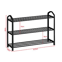 Mobili Rebecca Porte Chaussures En Métal À Faible Encombrement Noir 3 Étagères