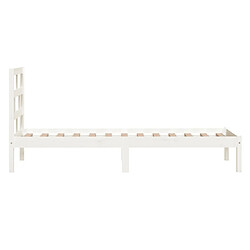 Maison Chic Lit adulte - Lit simple Cadre de lit,Structure du lit Contemporain Blanc Bois de pin massif 90x200 cm -MN30018 pas cher