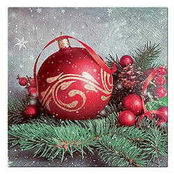 Paris Prix Lot de 20 Serviettes en Papier Boule de Noël 33x33cm Rouge