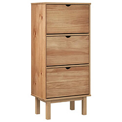 vidaXL Armoire à chaussures OTTA avec 3 tiroirs Marron Bois massif pin