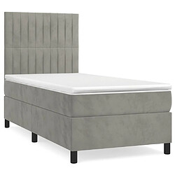 vidaXL Sommier à lattes de lit et matelas Gris clair 100x200cm Velours