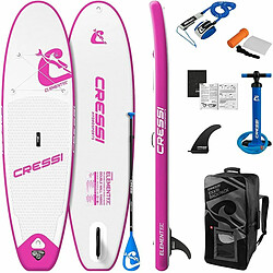 Planche de Paddle Surf Gonflable avec Accessoires Element All Round Cressi-Sub 9,2" Blanc Transparent Blanc/Rose