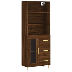 vidaXL Buffet haut Chêne marron 69,5x34x180 cm Bois d'ingénierie