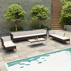 Maison Chic Salon de jardin 10 pcs + coussins - Mobilier/Meubles de jardin - Table et chaises d'extérieur Résine tressée Marron -MN14433