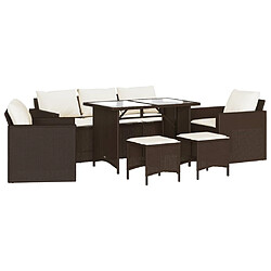 vidaXL Salon de jardin avec coussins 6 pcs marron résine tressée