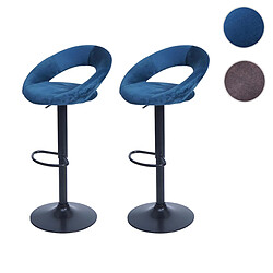 Mendler 2x tabouret de bar HWC-F46, chaise de comptoir, monture noire ~ velours, pétrole