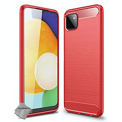 Htdmobiles Coque silicone gel carbone pour Samsung Galaxy A22 5G + film ecran - ROUGE