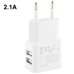 Wewoo Pour iPhone 5C et 5S, blanc Samsung Galaxy Note III / N9000 / i9500 etc. UE Plug Full 2.1A Lidu Structure sans jointure double USB sortie Voyage Adaptateur de charge, Convient