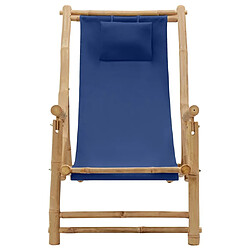 Maison Chic Chaise de terrasse jardin,fateuill d'extérieur Bambou et toile Bleu marine -GKD55237