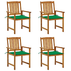 vidaXL Chaises de jardin avec coussins lot de 4 Bois d'acacia massif