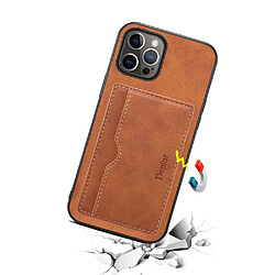 Coque en TPU + PU antichoc avec béquille et porte-carte marron pour votre Apple iPhone 13 Pro 6.1 pouces