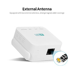 Avis 300Mbps répéteur sans fil WiFi Range Extender amplificateur de signal WiFi avec port RJ45 à double antenne blanc EU Plug715