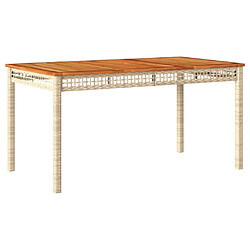 Maison Chic Table de jardin | Table d'extérieur beige 140x80x75 cm résine tressée et acacia -GKD22652